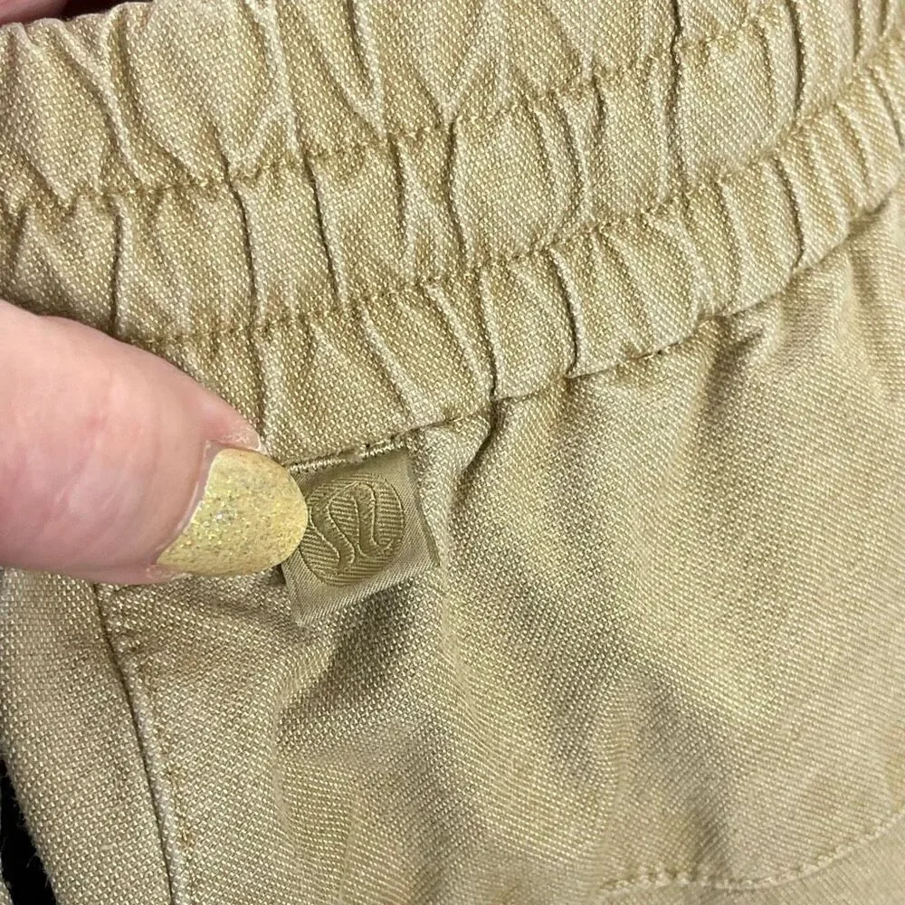 Lululemon Bowline Short Tan Cotton Pull On Elastic Drawstring Men’s Large M7ARGS